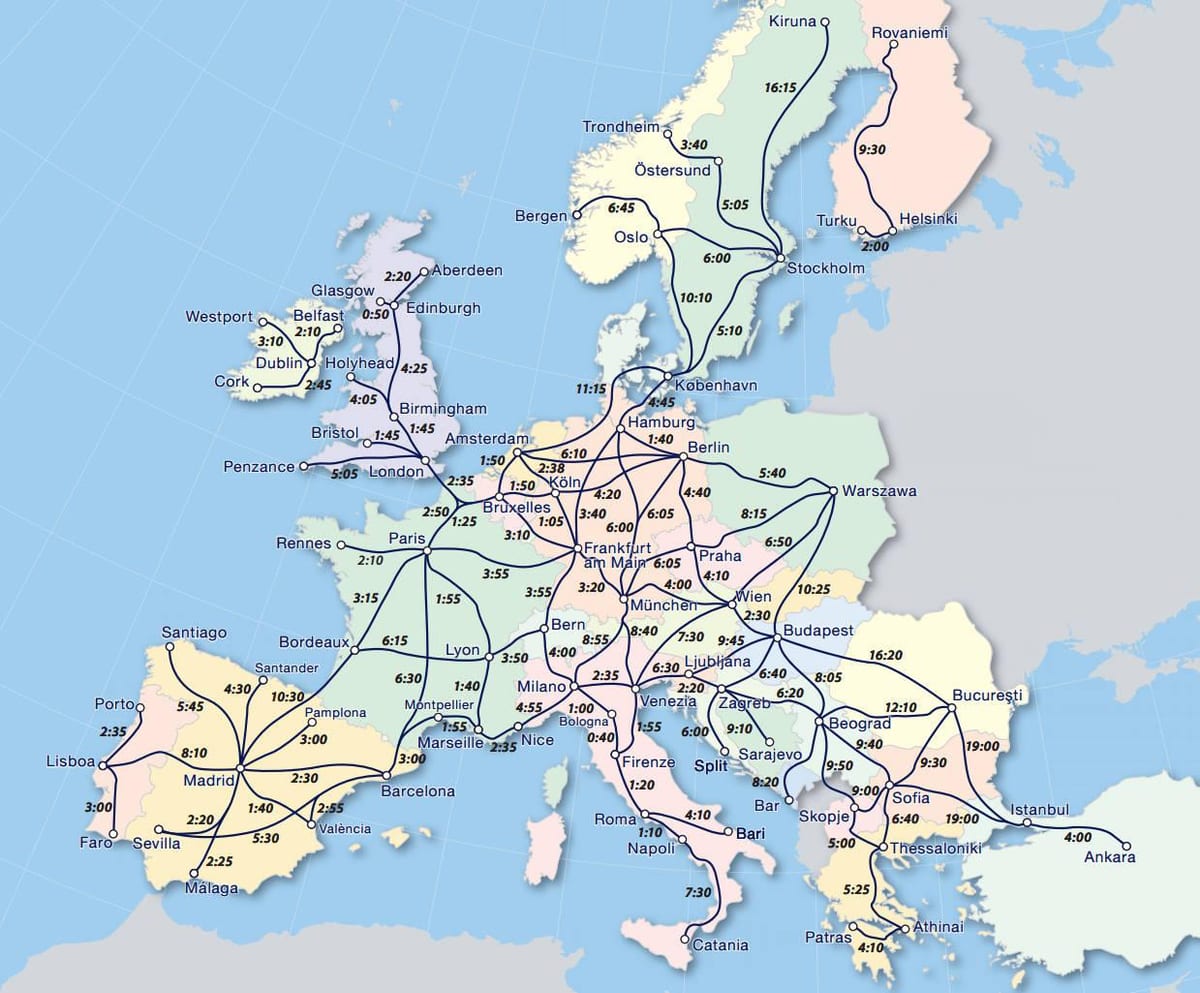 Peta dari eurail Norwegia
