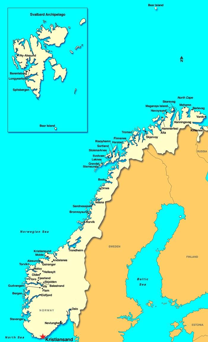 Peta dari kristiansand-Norwegia