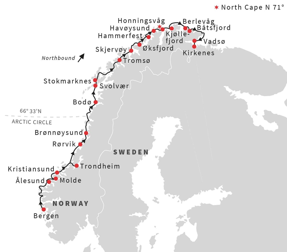 Peta dari Norwegia bersepeda