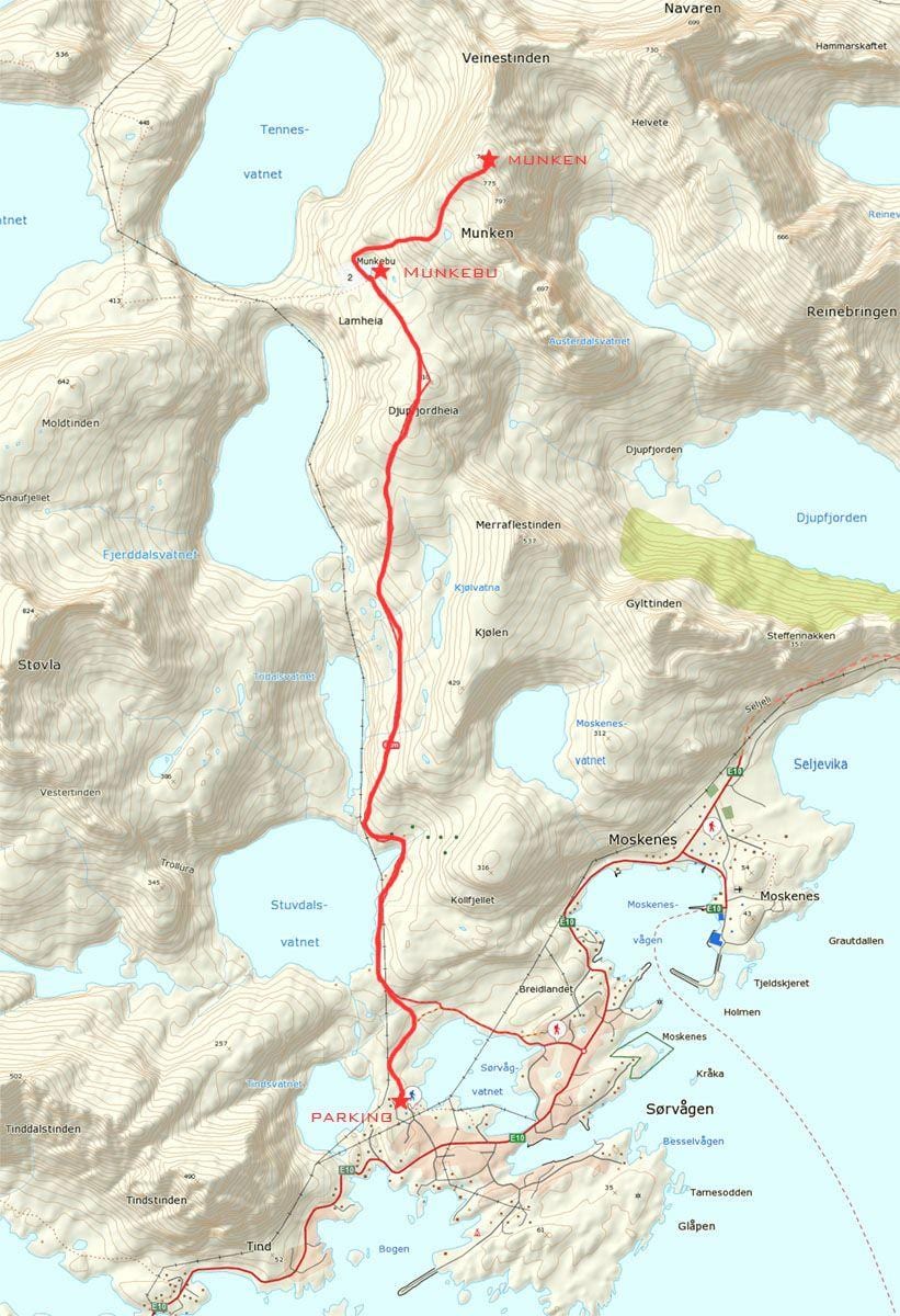 Peta dari Norwegia hiking trails