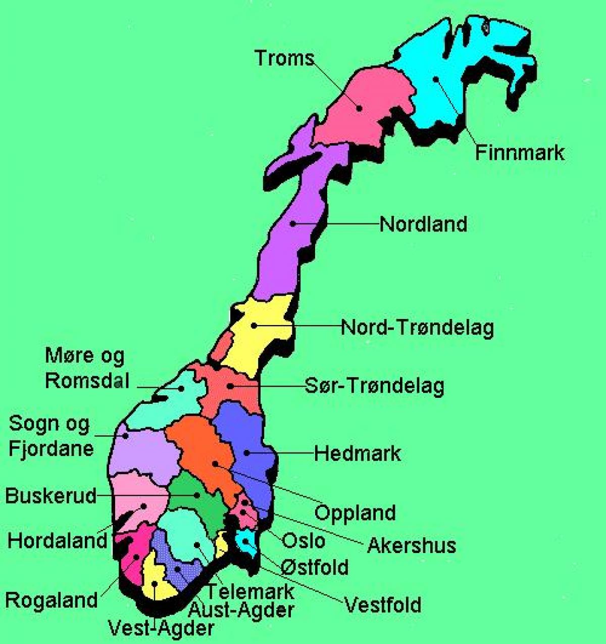 Peta dari Norwegia nasional rute wisata 
