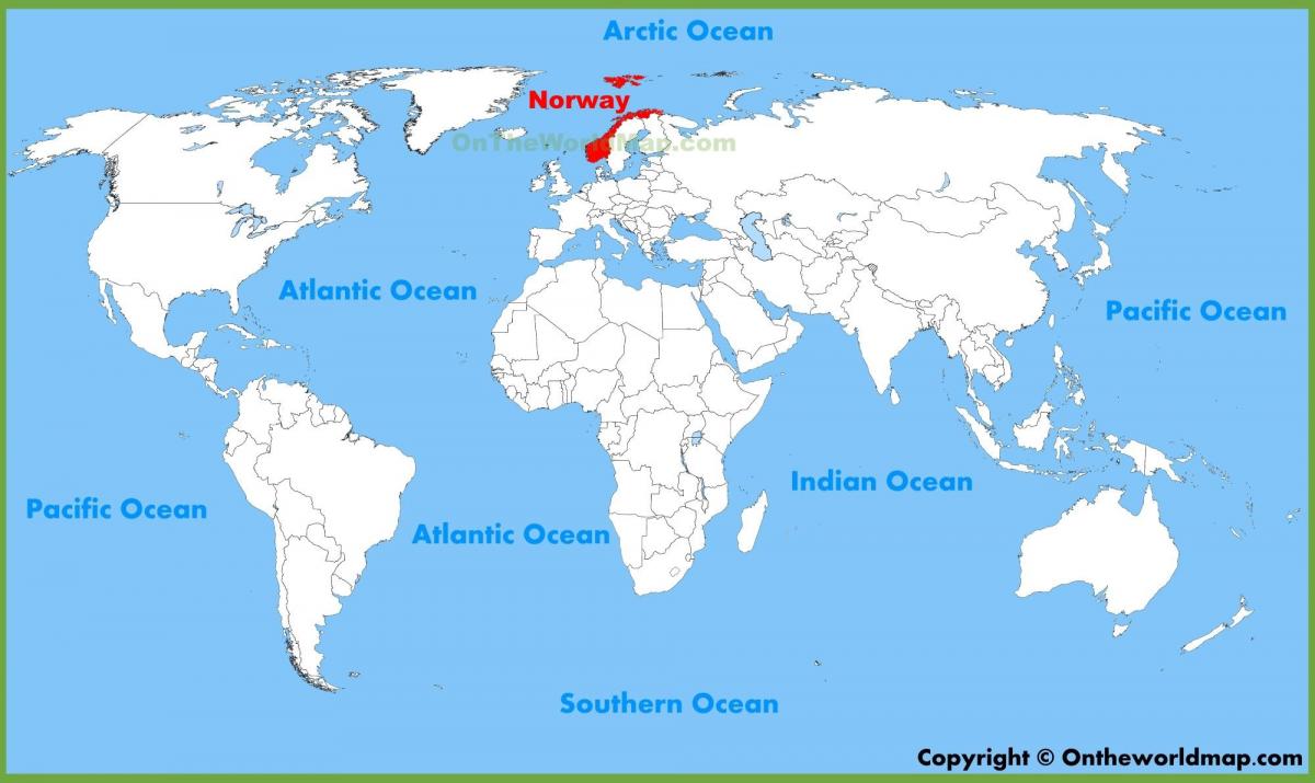 peta dunia yang menunjukkan Norwegia