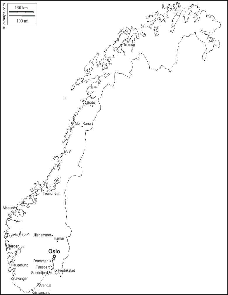 peta kosong dari Norwegia