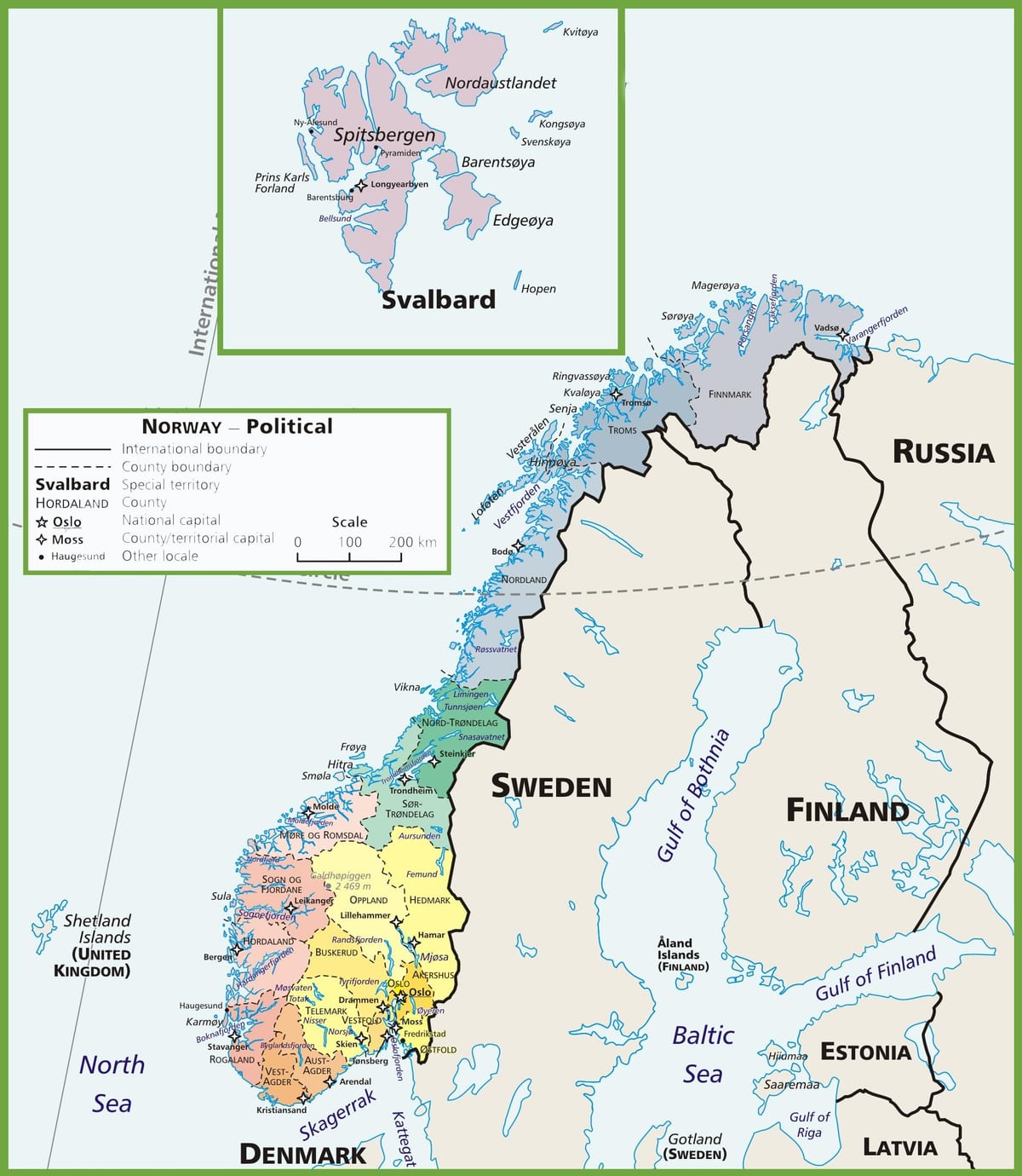 Peta dari Norwegia politik 