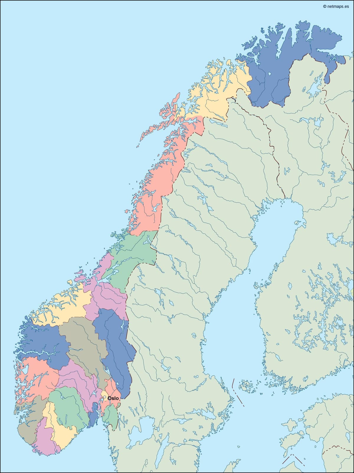 Peta dari Norwegia vektor