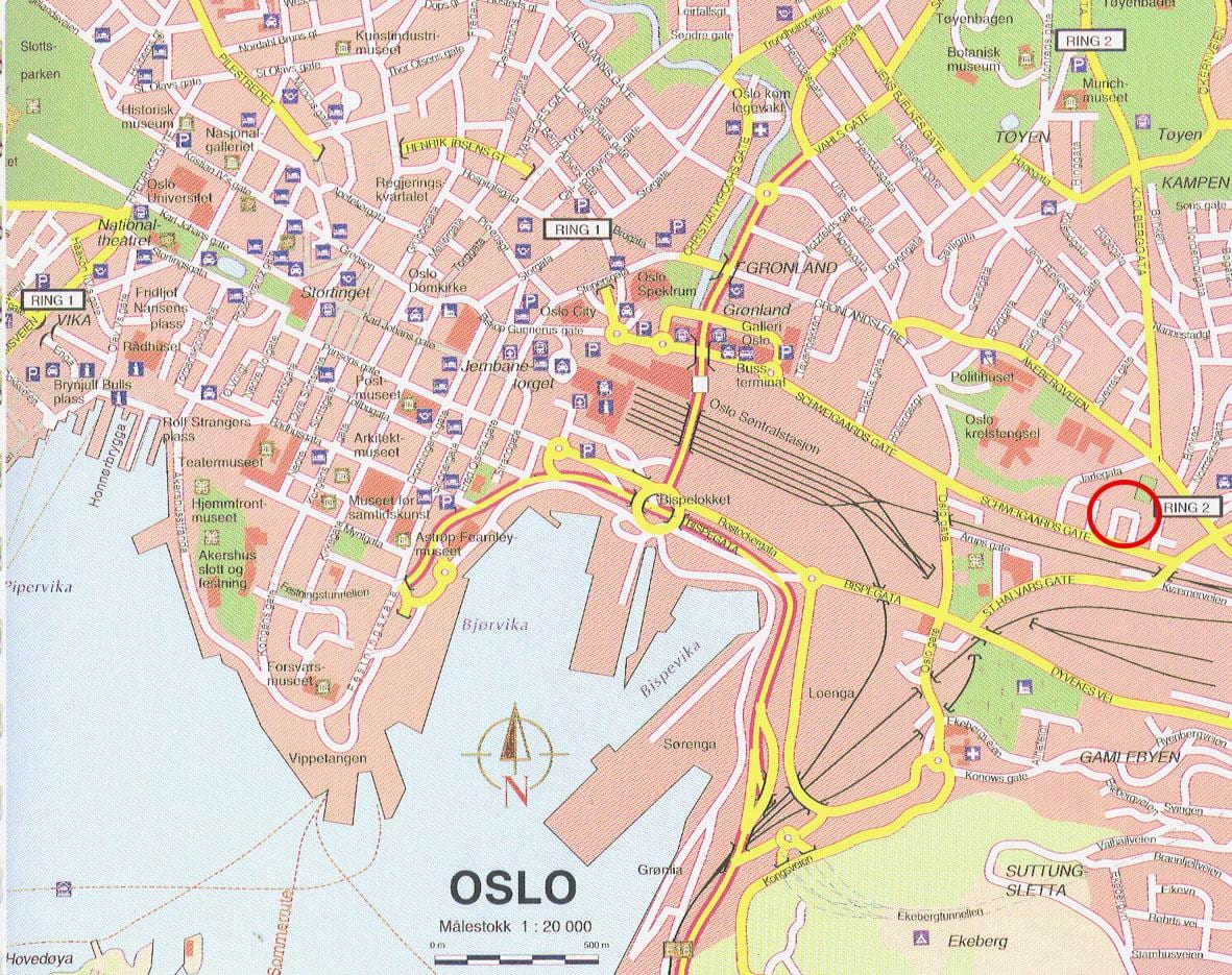 peta dari pusat kota oslo, Norwegia