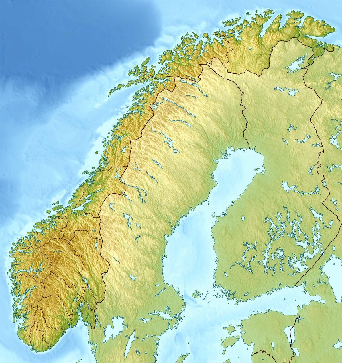 Peta fisik Norwegia