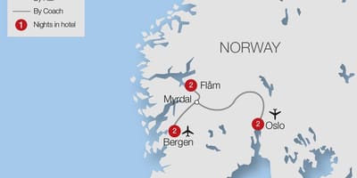 Peta dari flam kereta api Norwegia