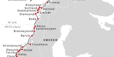 Peta dari Norwegia feri